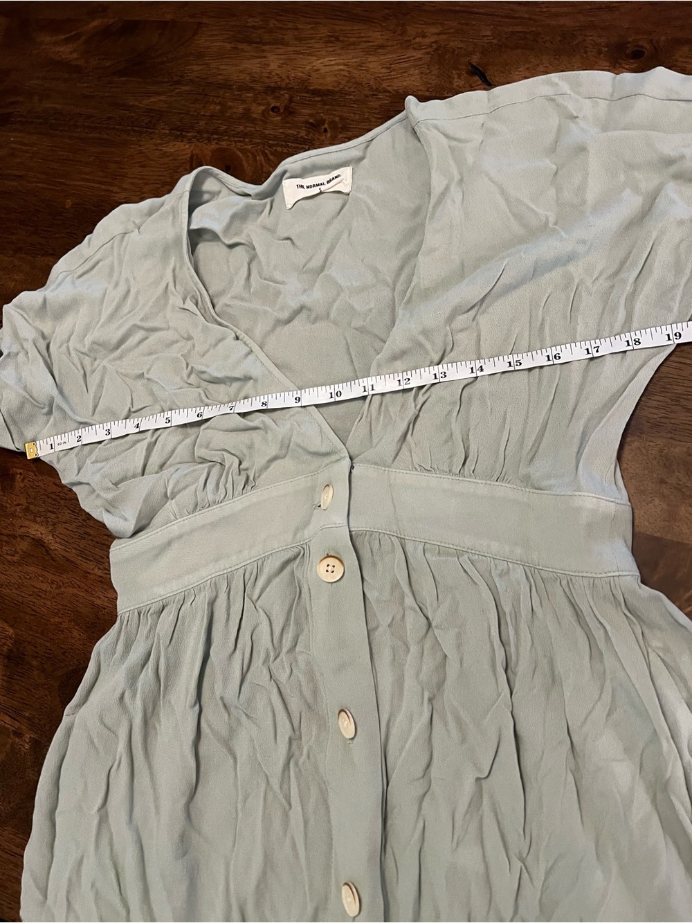 The Normal Brand Deep V Button Thru Dress Sz S Sage Green Midi - Picture 7 of 14